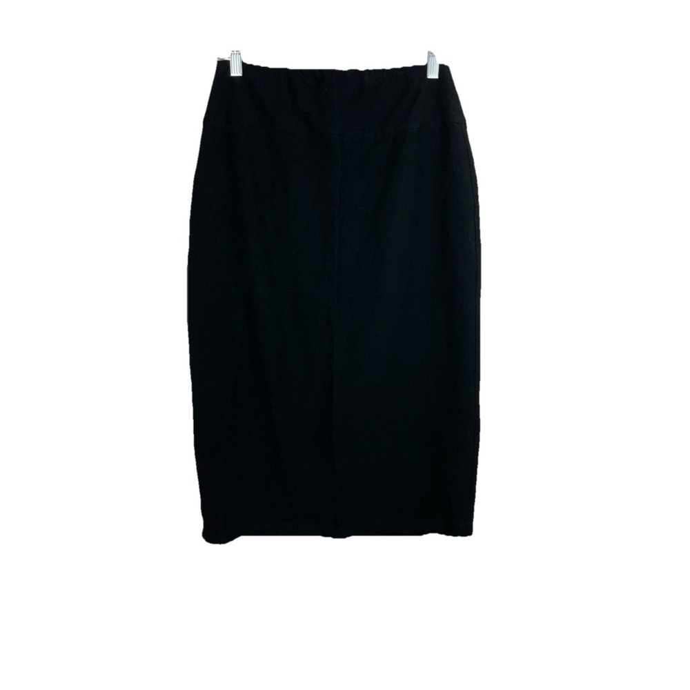 Eileen Fisher  P Small Pencil Skirt Womens  Black Stretch Broomstick Waist 28 In